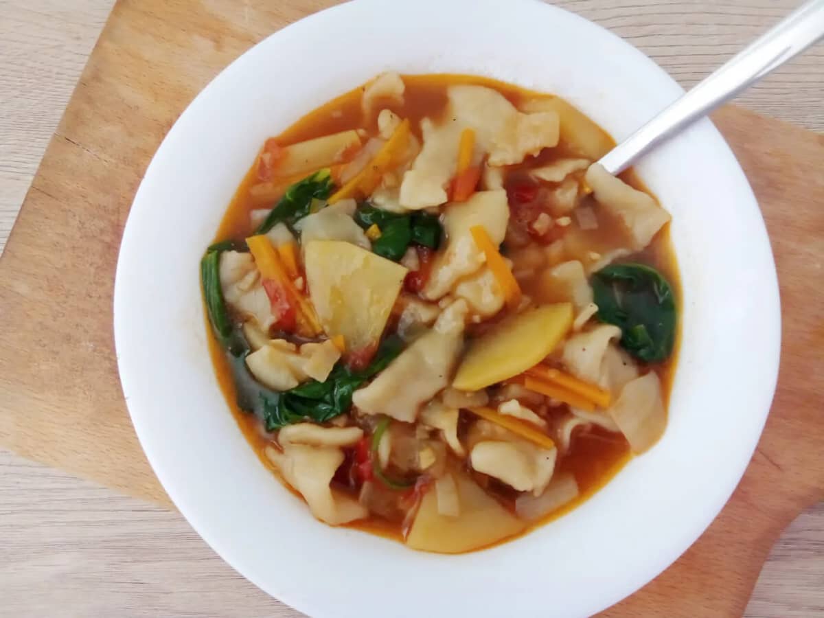 Thenthuk traditional recipe from arunachal-pradesh, india