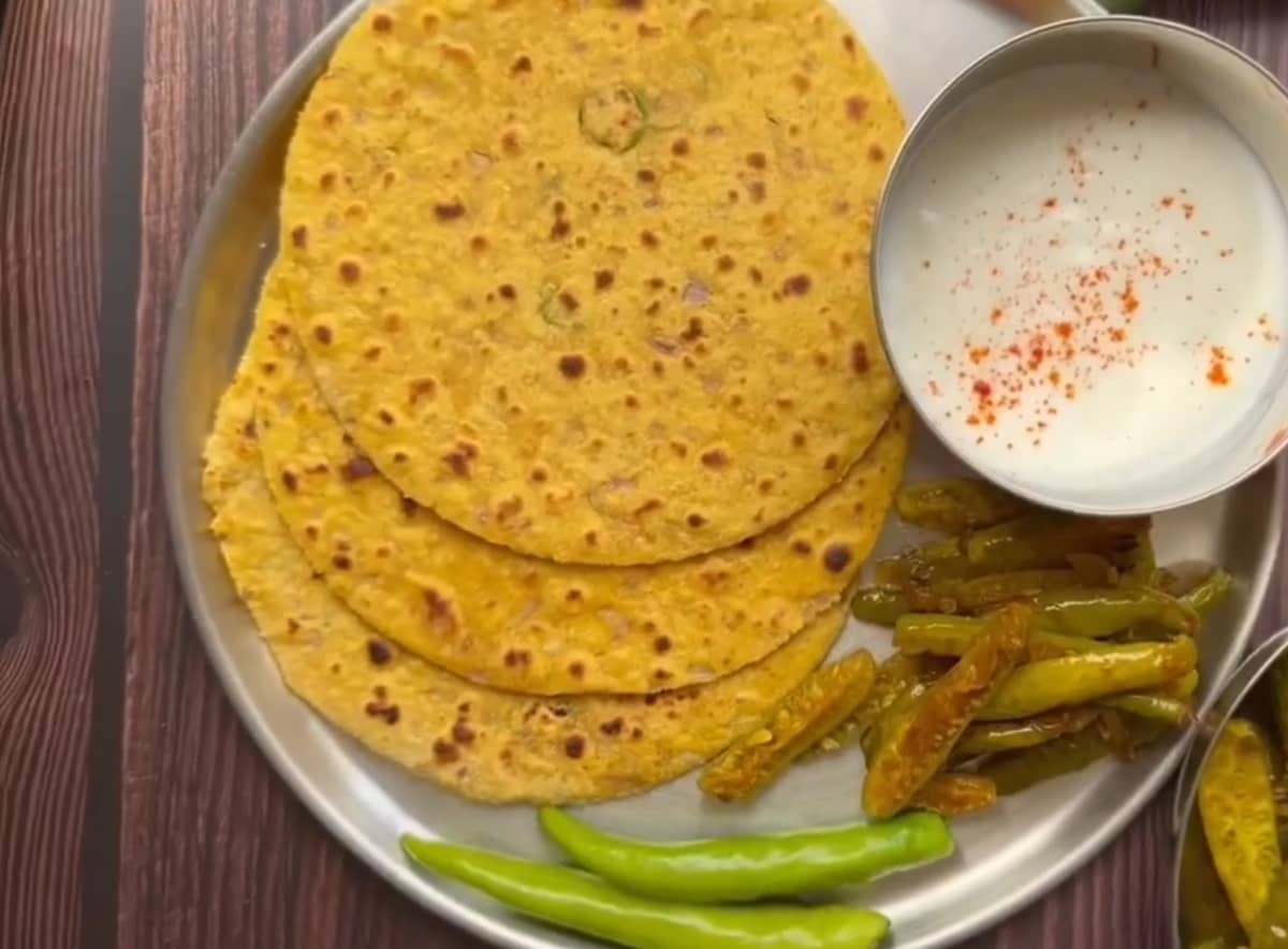 Besan Masala Roti traditional recipe from haryana, india