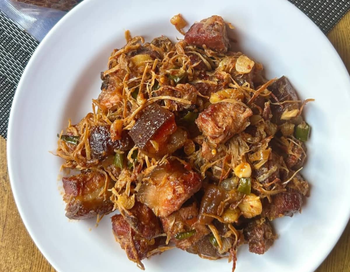 Smoked Pork with Bamboo Shoot traditional recipe from nagaland, india